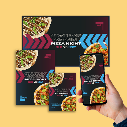 State of Origin Pizza Night - Poster & Counter Card Designs 