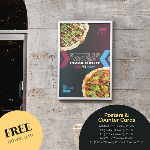 FREE State of Origin Point of Sale and Marketing Package  - including posters, social media templates, and more. 