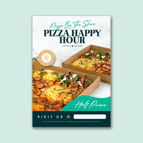 Pizza Slice Happy Hour Poster Set