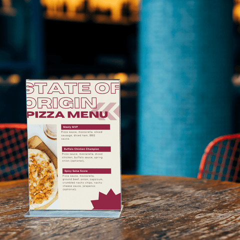 FREE State of Origin Pizza Night | Menu Designs | Light & Dark